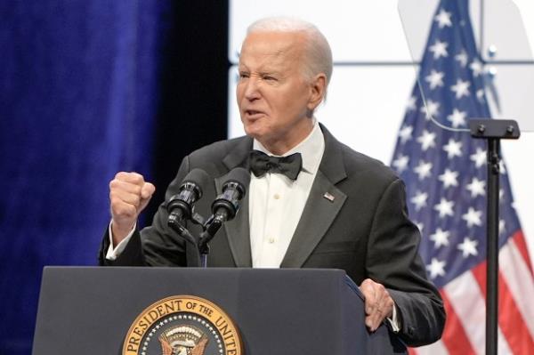 President Joe Biden speaks at the Asian Pacific American Institute for Co<em></em>ngressional Studies' 30th annual gala, Tuesday, May 14, 2024, in Washington. (AP Photo/Mariam Zuhaib)