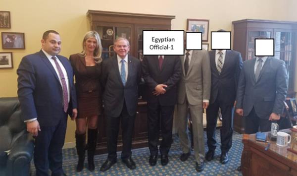 New Jersey Sen. Bob Menendez is shown meeting with Egyptian officials in 2018.