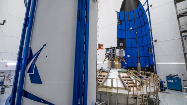 The Peregrine lunar lander being prepared for encapsulation in a payload. Pic: AP