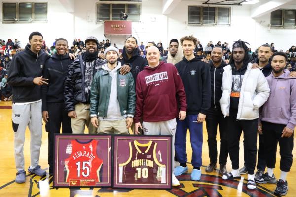 Jose Alvarado's jersey was retired by Christ the King on Friday.