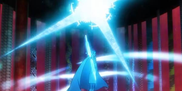 Bleach: Uryu retaliating in Senjumaru's Bankai Dimension.