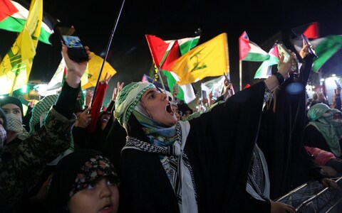 Pro-Palestine demo<em></em>nstrators in Iran last week