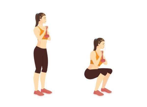 dumbbell goblet squat illustration, co<em></em>ncept of exercises to regain balance