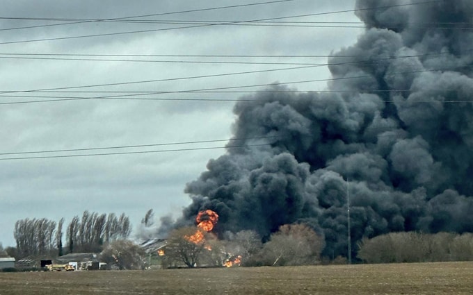 Smoke billowing from the fire at at an industrial estate in Rochford, Essex