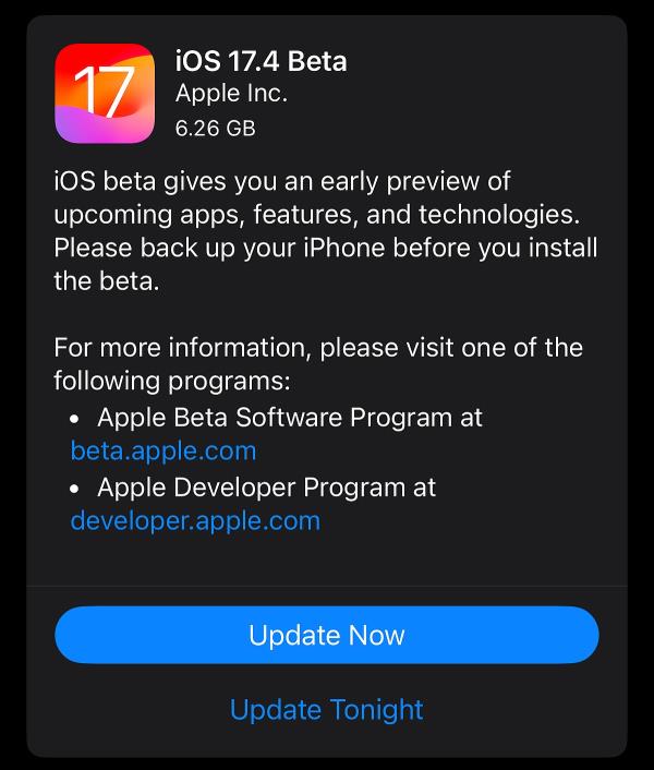 ios 17 4 beta screenshot ios 17