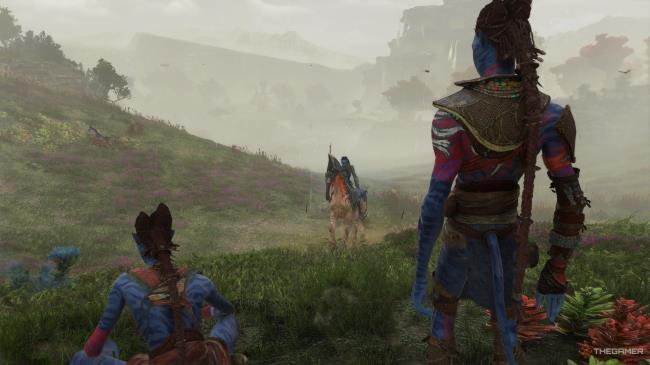 Na'vi in the field with a direhorse Avatar Fro<em></em>ntiers of Pandora