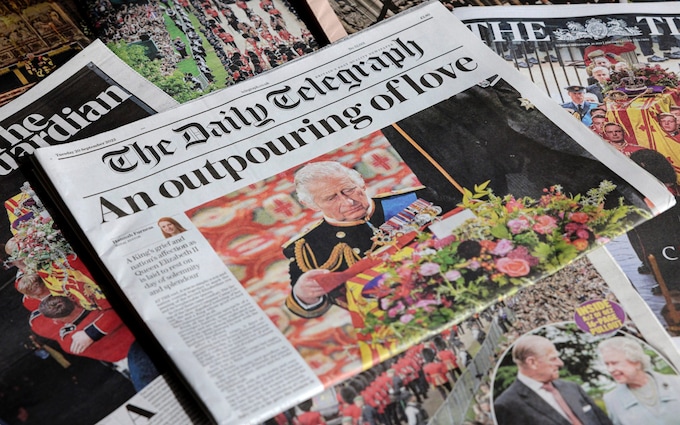 Front cover of The Telegraph from the day of Elizabeth II's funeral