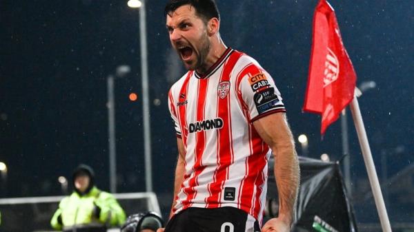 Patrick Hoban celebrates after scoring Derry City's second goal