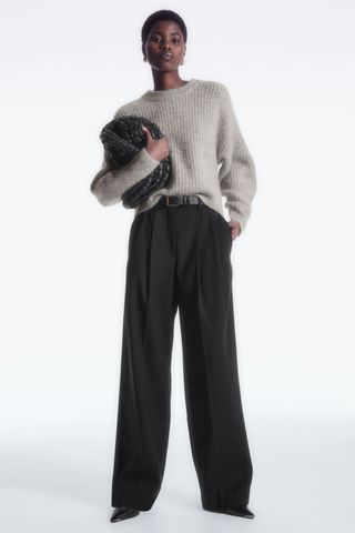 Wide-Leg Tailored Wool Trousers