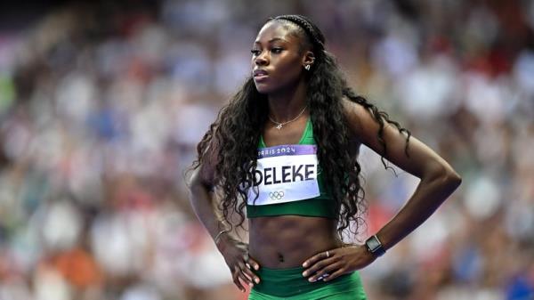 Rhasidat Adeleke pictured before her heat in the women's 400m heats yesterday