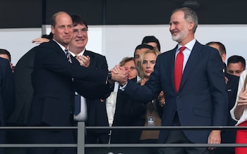 The Prince of Wales meets Spain's King Felipe VI at the game