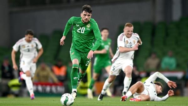 Troy Parrott setting off to score the winner against Hungary on Tuesday night