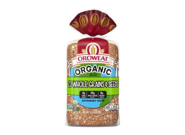 loaf of Oroweat 22 Whole Grains and Seeds bread