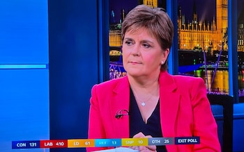 A still from ITV's election night coverage showing Ms Sturgeon