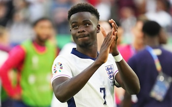 Bukayo Saka, the England winger, danced with joy on the plane back to the team's ba<em></em>se camp after scoring both the equaliser and his shootout penalty against Switzerland