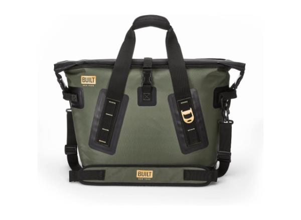 an olive green cooler bag