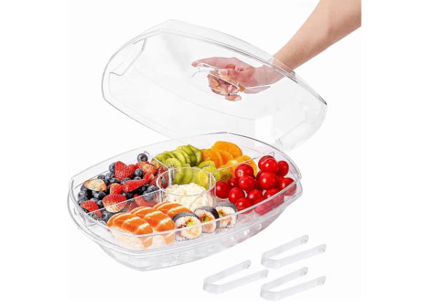 a sectio<em></em>ned serving tray that holds ice