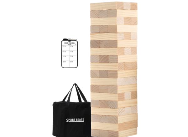 giant jenga yard game with carrying bag