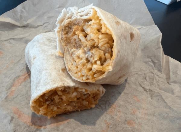 taco bell double beef burrito cut in half 