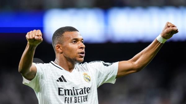 Kylian Mbappe celebrates as he helped Real Madrid to victory