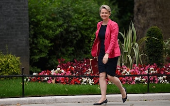 Yvette Cooper, the Home Secretary, arrives in Downing Street this morning 