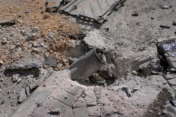 A rocket from the Gaza Strip struck a street in Ashkelon, Israel, on Saturday, Oct. 7, 2023. 