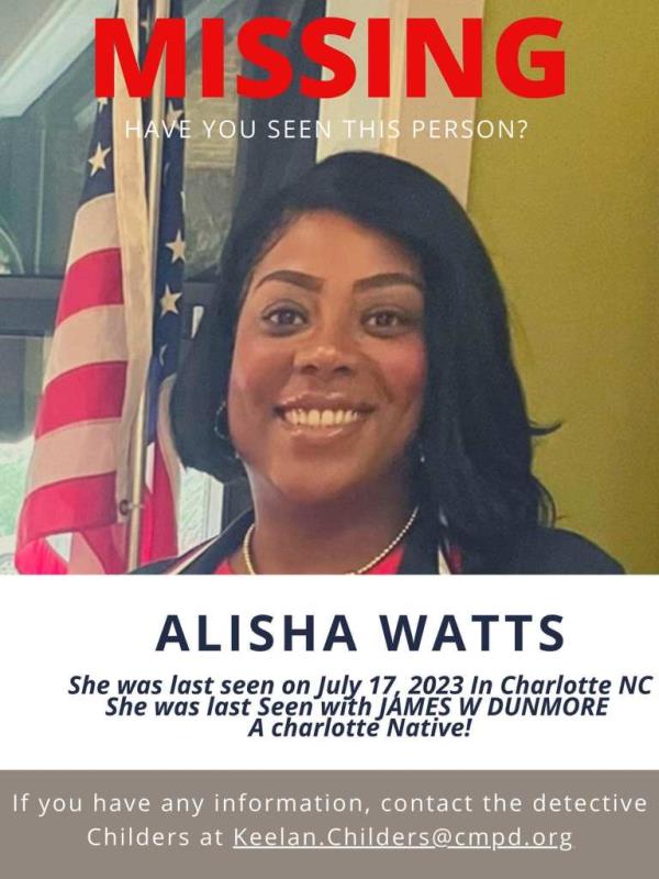 A missing poster for Allisha Watts