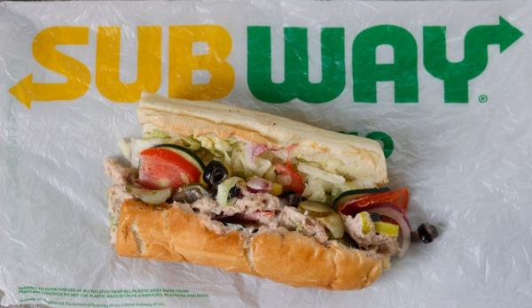 Photo of a tuna sandwich from Subway. 