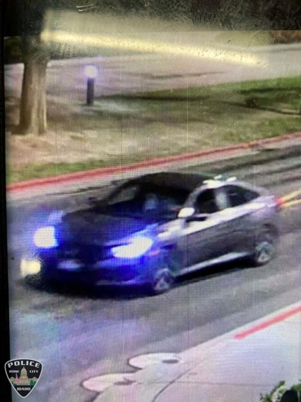 This photo provided by Boise Police Dept. shows surveillance video of a vehicle near the scene of the shooting at Saint Alpho<em></em>nsus Regio<em></em>nal Medical Center on March 20 2024 in Boise.