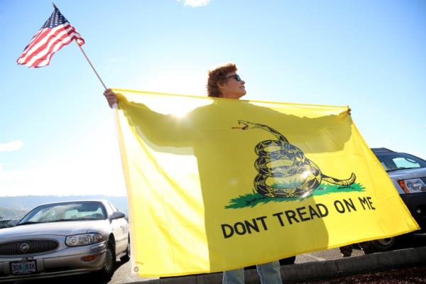 The Gadsden flag was first used by the US's first naval commander-in-chief as a perso<em></em>nal ensign during the American Revolution, according to Britannica. 