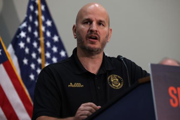 Natio<em></em>nal Border Patrol Council President Brandon Judd speaks at a news co<em></em>nference on the U.S. Southern Border and President Joe Bidenas immigration policies, in the Hart Senate Office Building on May 12, 2021 in Washington, DC.