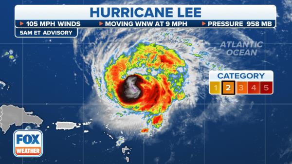 Lee's current location in the Atlantic Ocean.