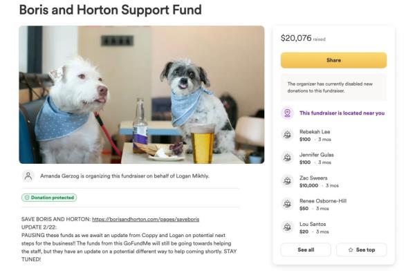 Screenshot of GoFundMe created for locals to do<em></em>nate to help keep Boris & Horton in business in February