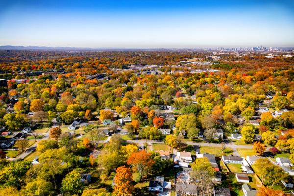 A suburban neighborhood located just outside of Nashville Tennessee,