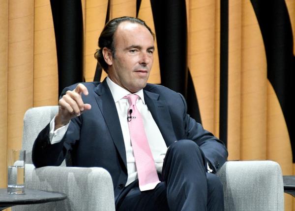 Principal at Hayman Capital Management,  Kyle Bass, speaks o<em></em>nstage during 