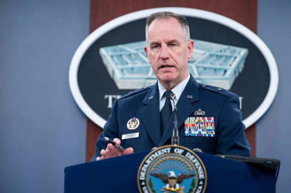 Pentagon spokesman Air Force Brig. Gen. Patrick Ryder speaks during press briefing at the Pentagon on Thursday, Oct. 26, 2023 in Washington.