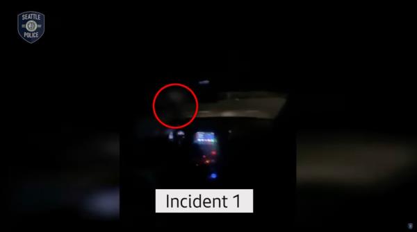 A screengrab from inside the car shows the car hitting the pedestrian.