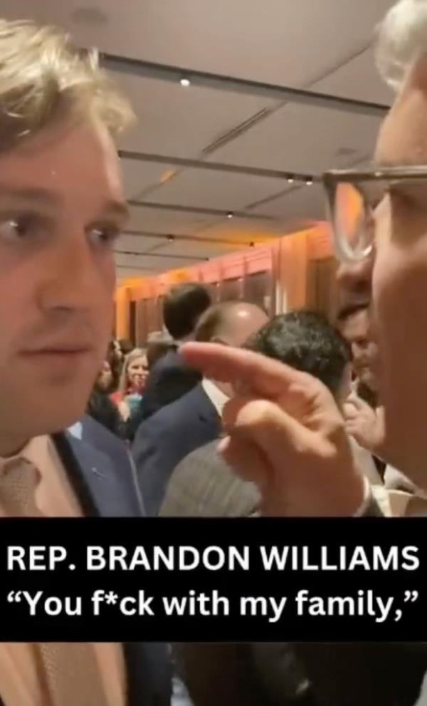 A screengrab of the viral video showing the Co<em></em>ngressman pointing his finger at his former staffer.