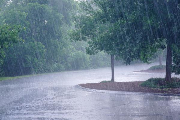 Rainstorm in rural setting