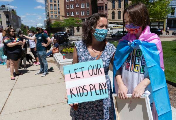 Maddy Niebauer and her 10-year-old transgender son, Julian,