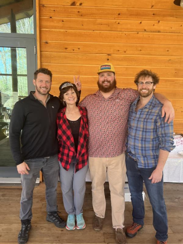 Johnny Wactor, left, with his mother, Scarlett, and brothers Grant and Lance at Scarlett. 