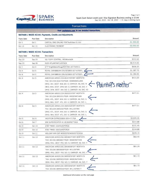 As well as the flights, in May 2023 Wade ran up a bill of over $800 at the Doubletree Napa Valley American Canyon hotel, according to the filing by Wade’s estranged wife Jocelyn, seen by The Post.