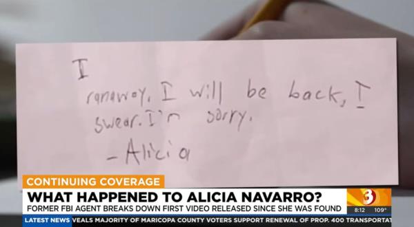 The note Alicia allegedly left behind.