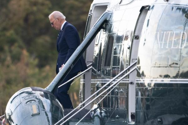 President Biden pictured arriving in Delaware yesterday.