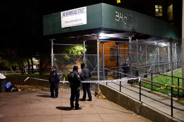 NYPD in front of building