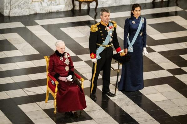 Queen Margrethe II of Denmark, Crown Prince Frederik of Denmark and Crown Princess Mary.