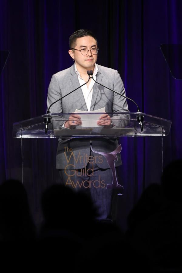 Bowen Yang speaks at the 2024 Writers Guild Awards