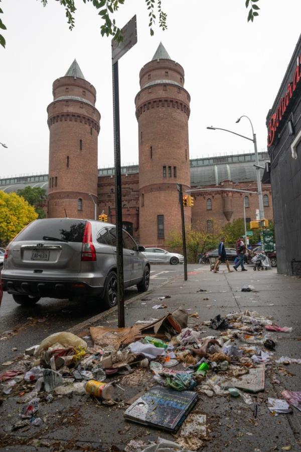 Trash on the sidewalk