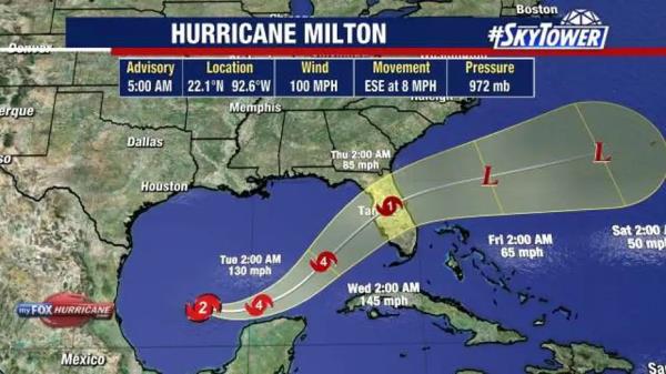 Hurricane Watches have been posted along Florida’s west coast as millions of people across the region prepare for dangerous impacts from Hurricane Milton, such as a life-threatening storm surge, destructive winds and flooding rain.