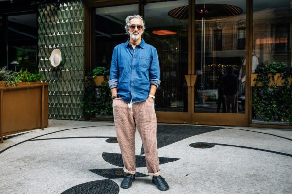 Amar Lalvani standing in front of The Manner Hotel in Manhattan, photographed on October 4, 2024 by Emmy Park for NY Post.